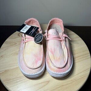 Hey Dude Wendy Tie Dye Lemon Ombre Lightweight Slip On Shoes - Womens Size 9 NWT